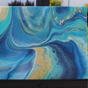 Original paint pour, abstract art, fluid artwork 16&quot; x 20&quot; Canvas