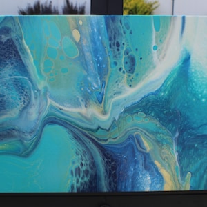 Original paint pour, abstract art, fluid artwork 16&quot; x 20&quot; Canvas