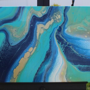 Original paint pour, abstract art, fluid artwork 20&quot; x 24&quot; Canvas