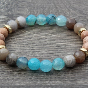 Blue agate and Ocean Agate Stretch bracelet
