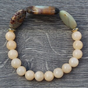 Amazonite and Peachy Jade Stretch Bracelet - Etsy