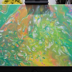 Original paint pour, abstract art, fluid artwork 16&quot; x 20&quot; Canvas