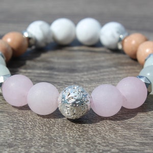 Rose Quartz and Moonstone stretch bracelet