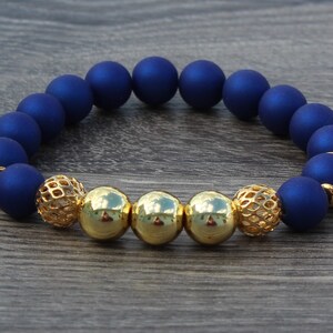 Indigo and Gold Stretch bracelet