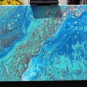 Original paint pour, abstract art, fluid artwork 16&quot; x 20&quot; Canvas