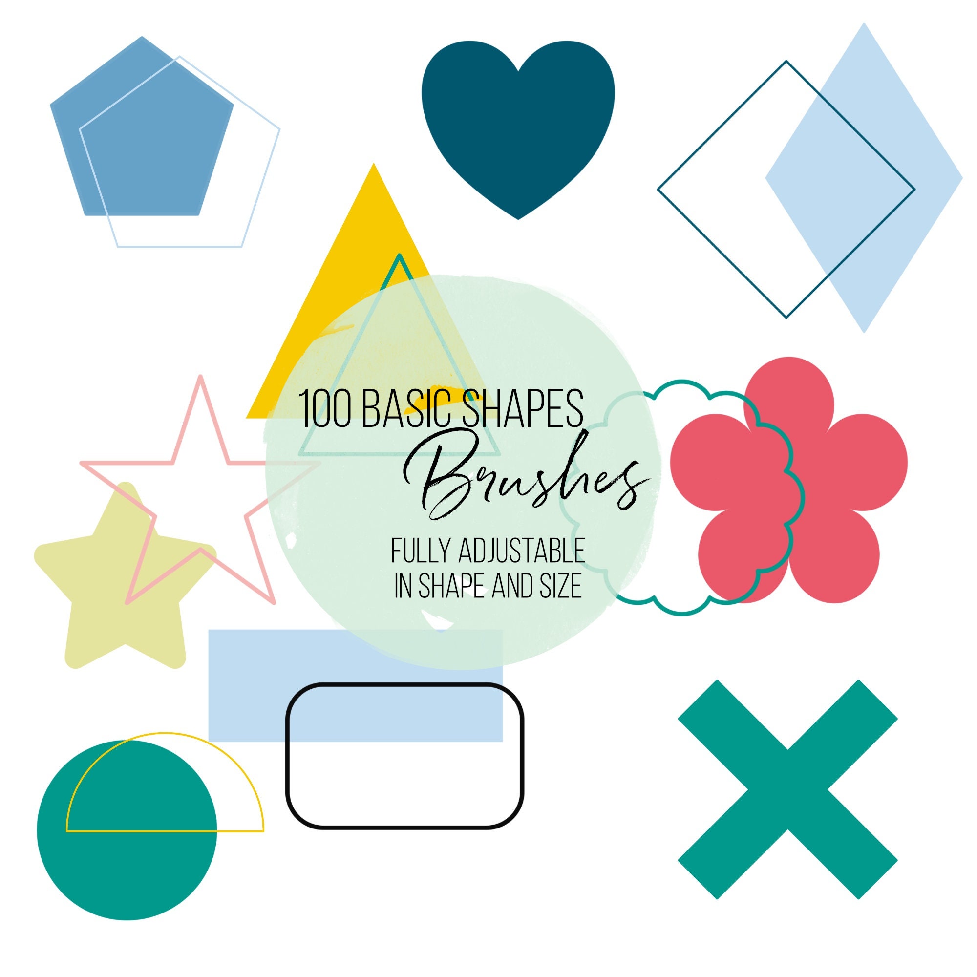 200 Procreate Brushes | Geometric Gradients and Shapes | Outlines ...