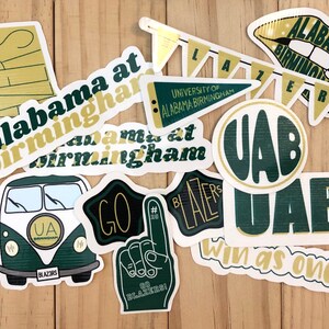 University of Alabama Birmingham Sticker Pack | Custom Waterproof Sticker | Personal Sticker | Laptop College Sticker | Waterbottle Sticker