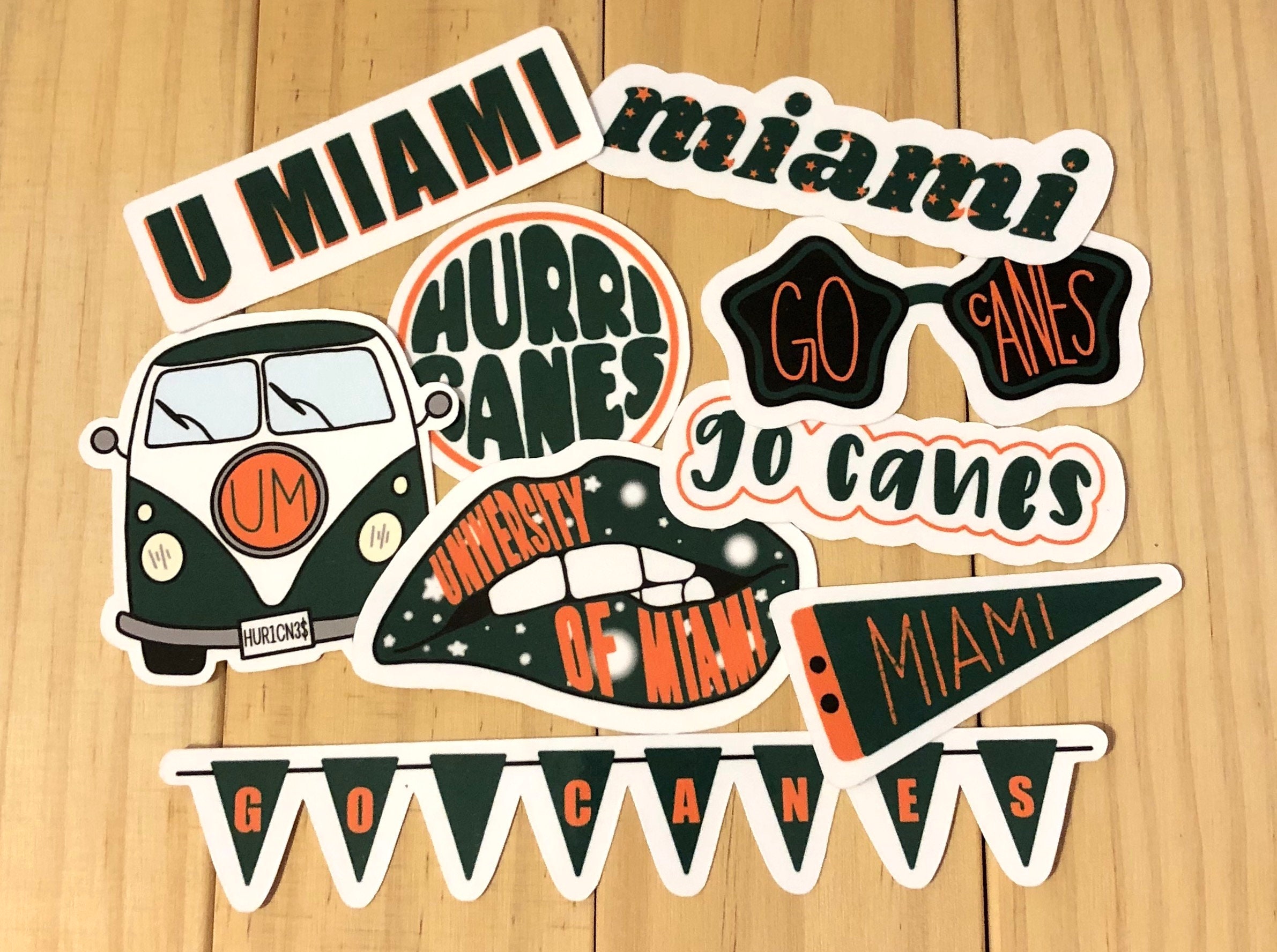 University of Miami Sticker Pack Custom Waterproof Sticker Etsy