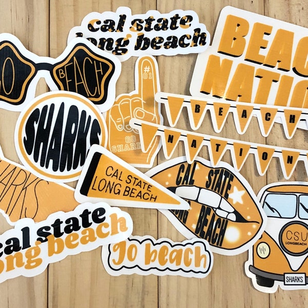Cal State University Long Beach Sticker Pack || Custom Waterproof Sticker || Personalized Sticker || Laptop Sticker || Waterbottle Sticker