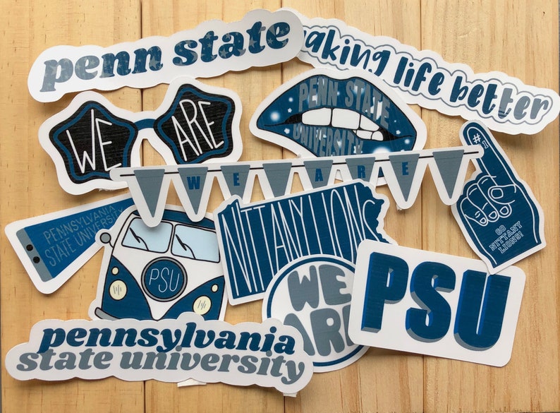 Pennsylvania State University Sticker Pack | Custom Waterproof Sticker | Personalized Sticker | Laptop College Sticker | Waterbottle Sticker 