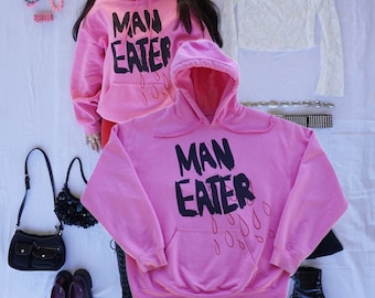 Man eater hoodie l pink two-sided hoodie