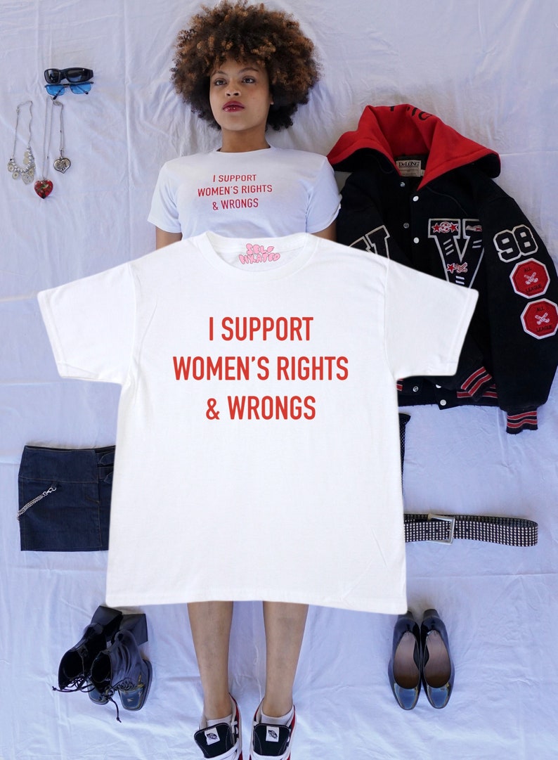 I support women's rights & wrongs baby tee l y2k trendy crop top graphic tee image 1