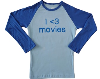 映画大好きラグラン長袖トップL Y2KグラフィックTシャツ