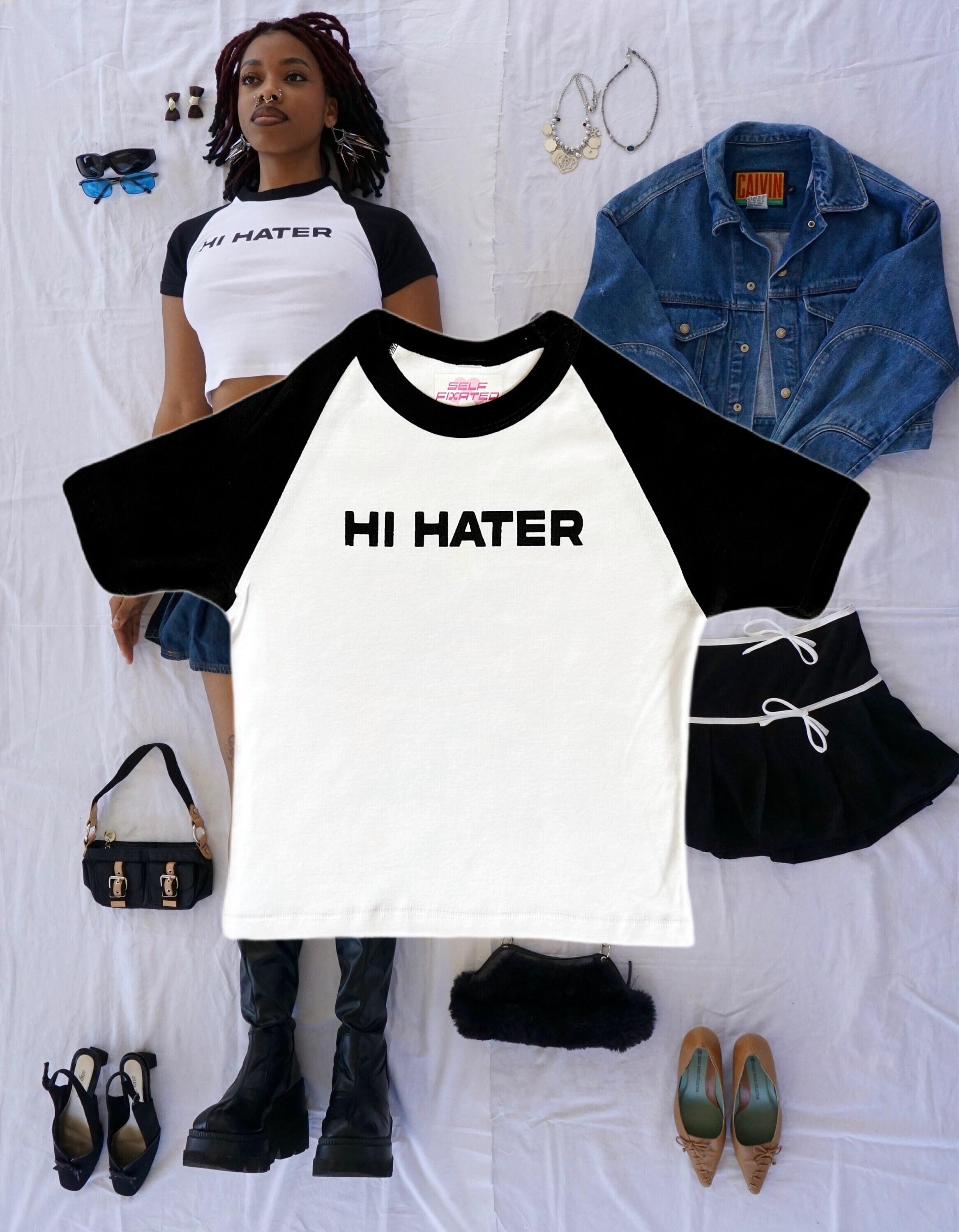 Hi Hater, Bye Hater Crop Top L Y2k Aesthetic Trendy Cropped