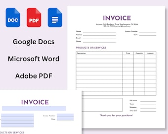 Invoice Template PDF Google Docs Word | Printable PDF | Editable PDF ...