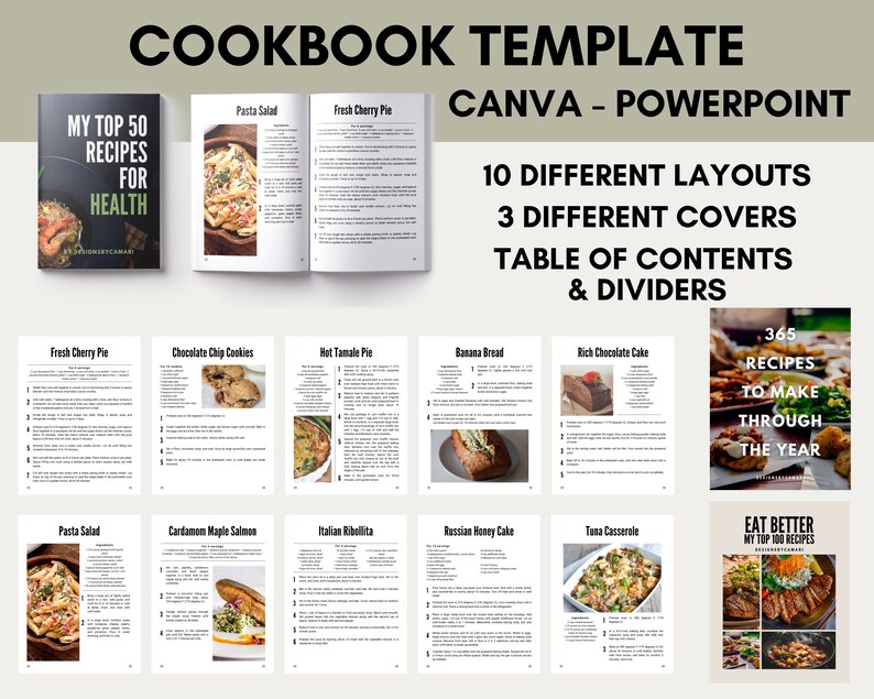 Minimal Cookbook Template Edit in Canva Template Powerpoint Family