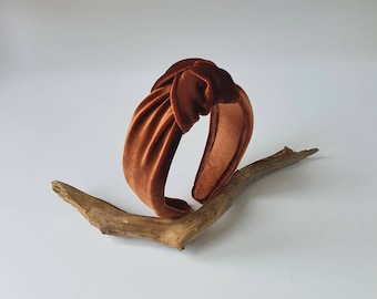 Copper color top knotted velvet headband. Headband Turban. Women headband. Hair accessories Top knotted. Velvet hairband. Copper velvet
