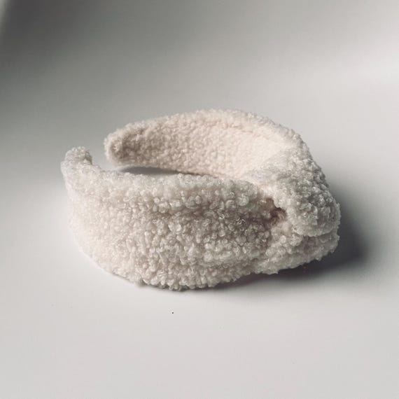 White Teddy Fabric Headband | Cozy Fleece Hairband | Teddy  display picture 3
