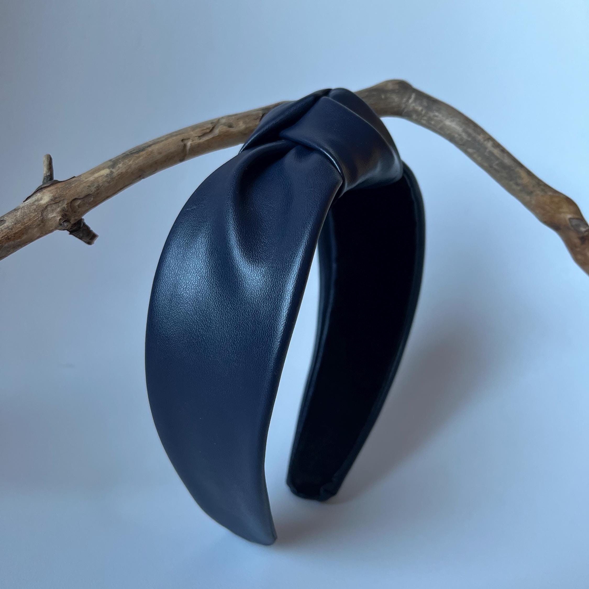 Luxe Vegan Leather Chain Knot Headband Luxury Vegan Leather Top Knot Headband, Twisted Knot  main image 4