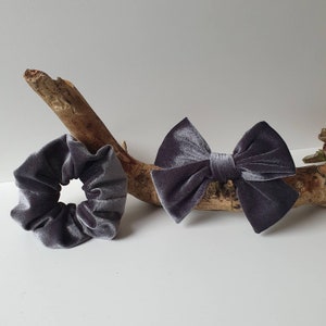 Velvet hand tied bow and scrunchie set of two - different colours, hair accesories, scrunchies, velvet hair bow, velvet scrunchie, gift