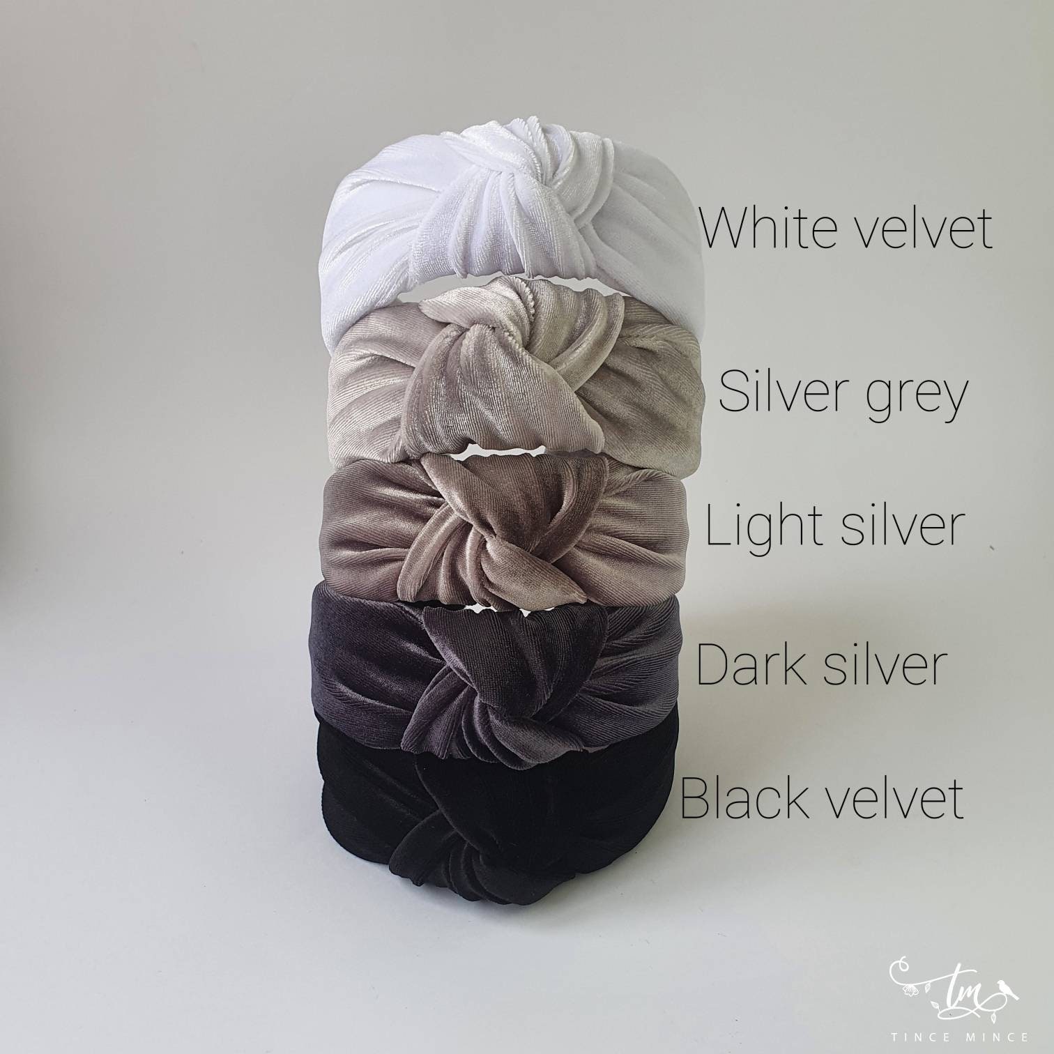 Fascia per capelli con nodo a turbante in velluto metallizzato