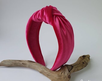 Fuchsia color top knotted velvet headband. Headband Turban. Women headband. Hair accessories. Top knotted Velvet headband Accessories. Barbi