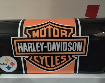 HARLEY DAVIDSON CUSTOM FLAME BLUE MAILBOX