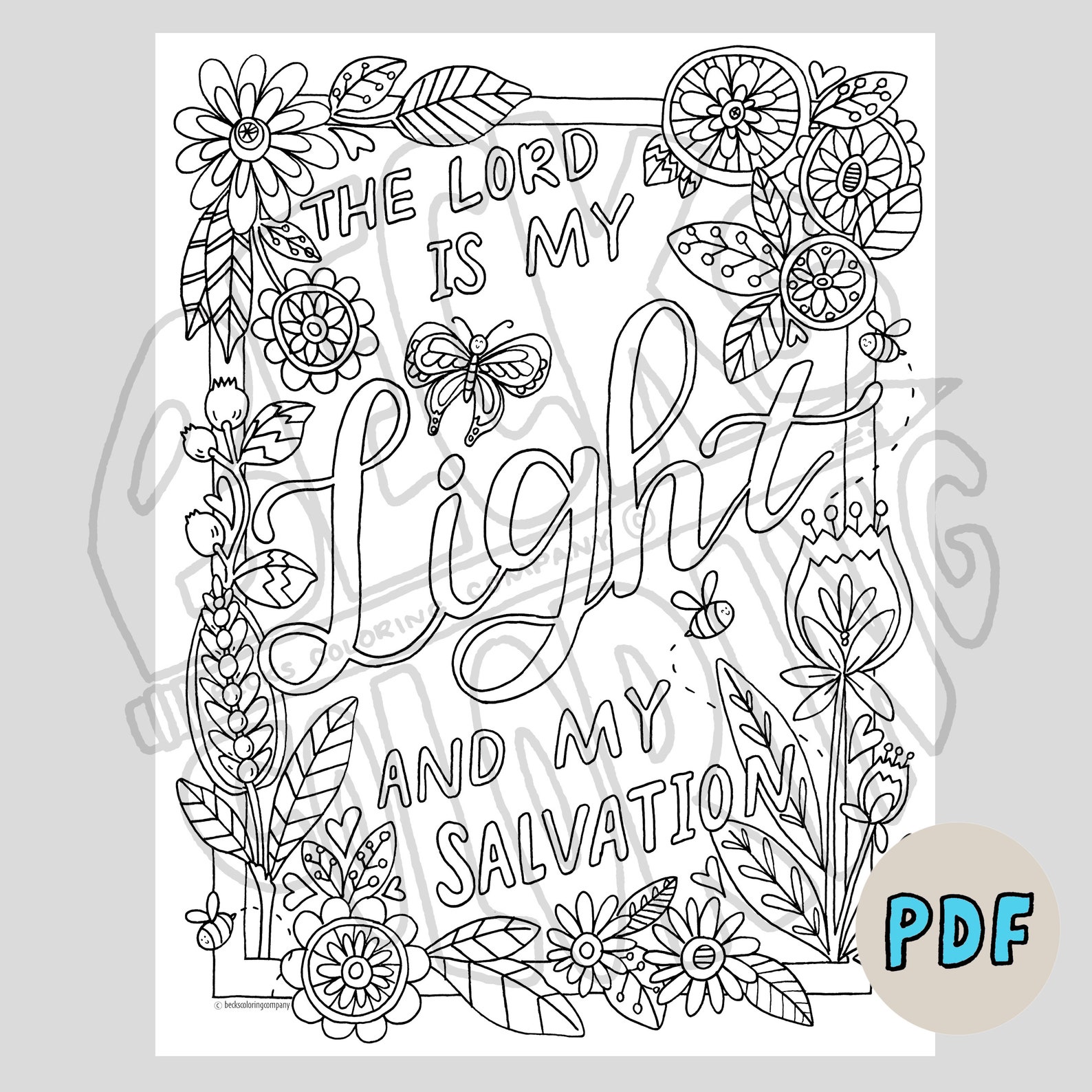 PDF para colorear imprimible - Dios es mi página para colorear de luz ...