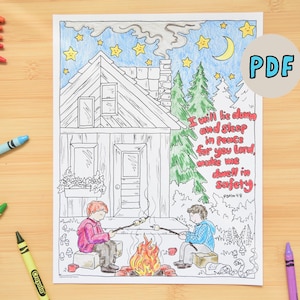 Camping Coloring Page - Rest in God Coloring Page - Christian Homeschool Preschool Sunday School VBS -Handdrawn Teaching Coloring Page