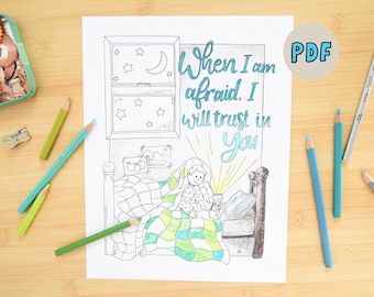 Página para colorear PDF - Página para colorear de confianza en Dios, Escuela cristiana en el hogar Escuela dominical preescolar VBS, Página para colorear de enseñanza dibujada a mano