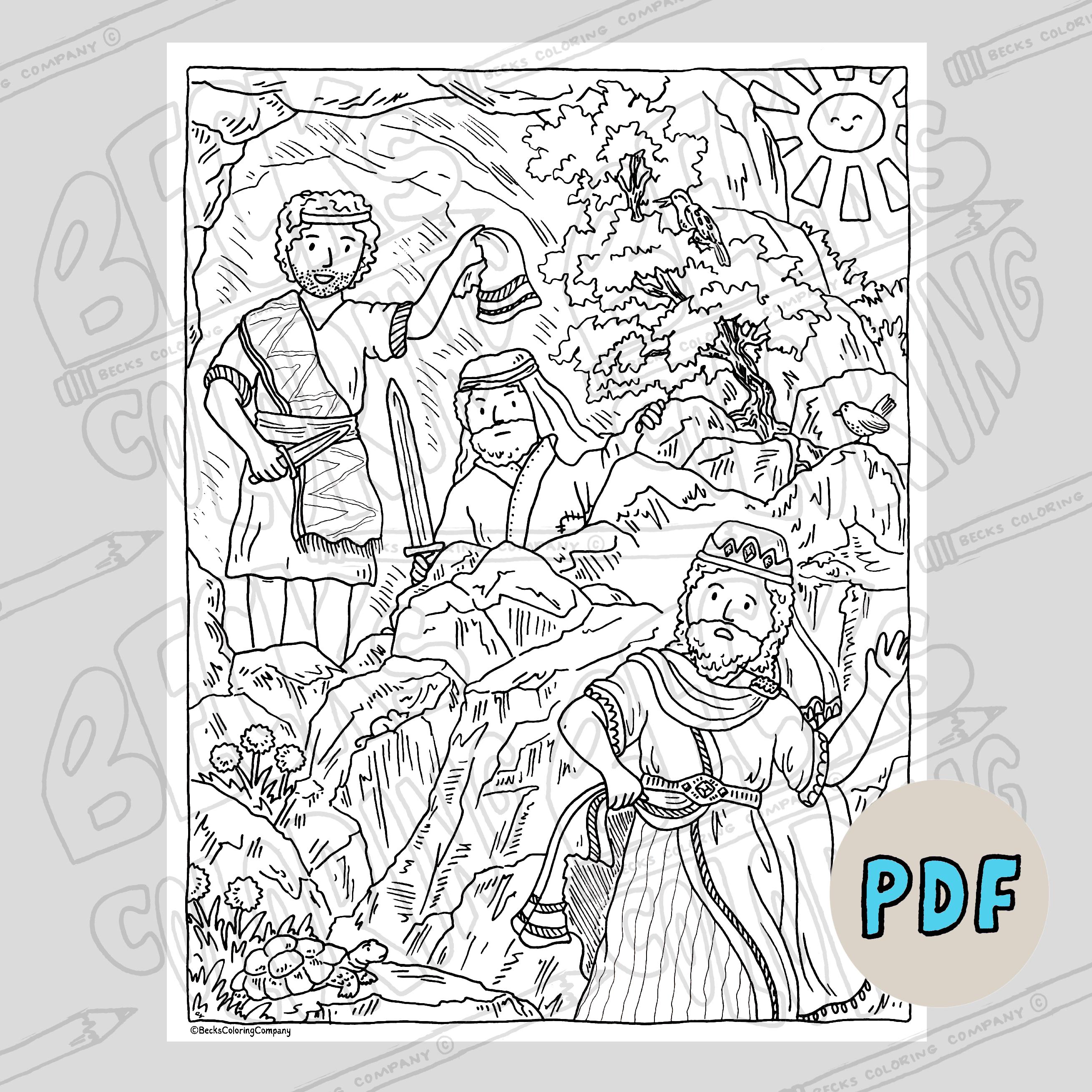 David & Saul Bible Story Coloring Pages | Kids Color Activity ...