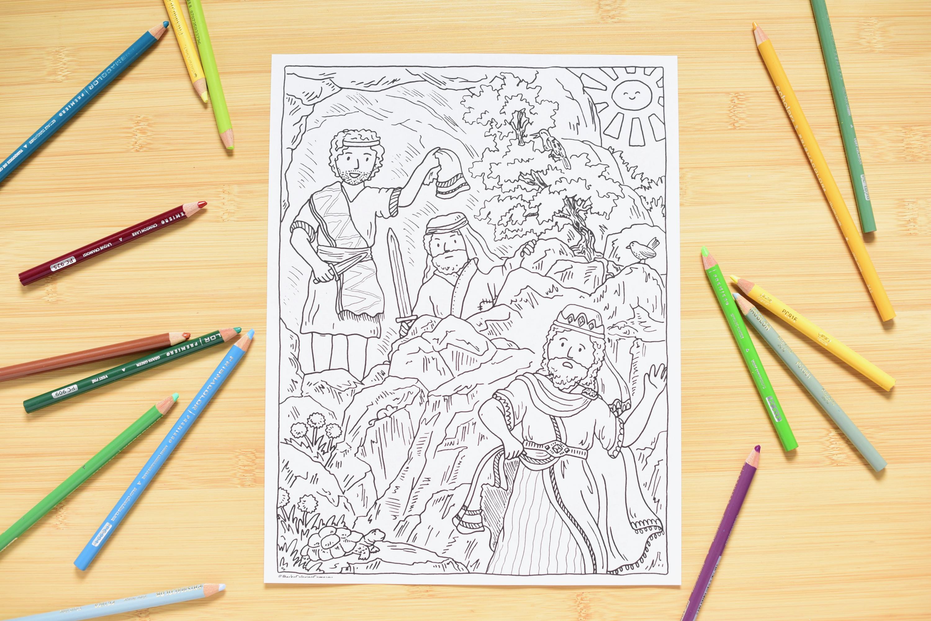 David & Saul Bible Story Coloring Pages | Kids Color Activity ...