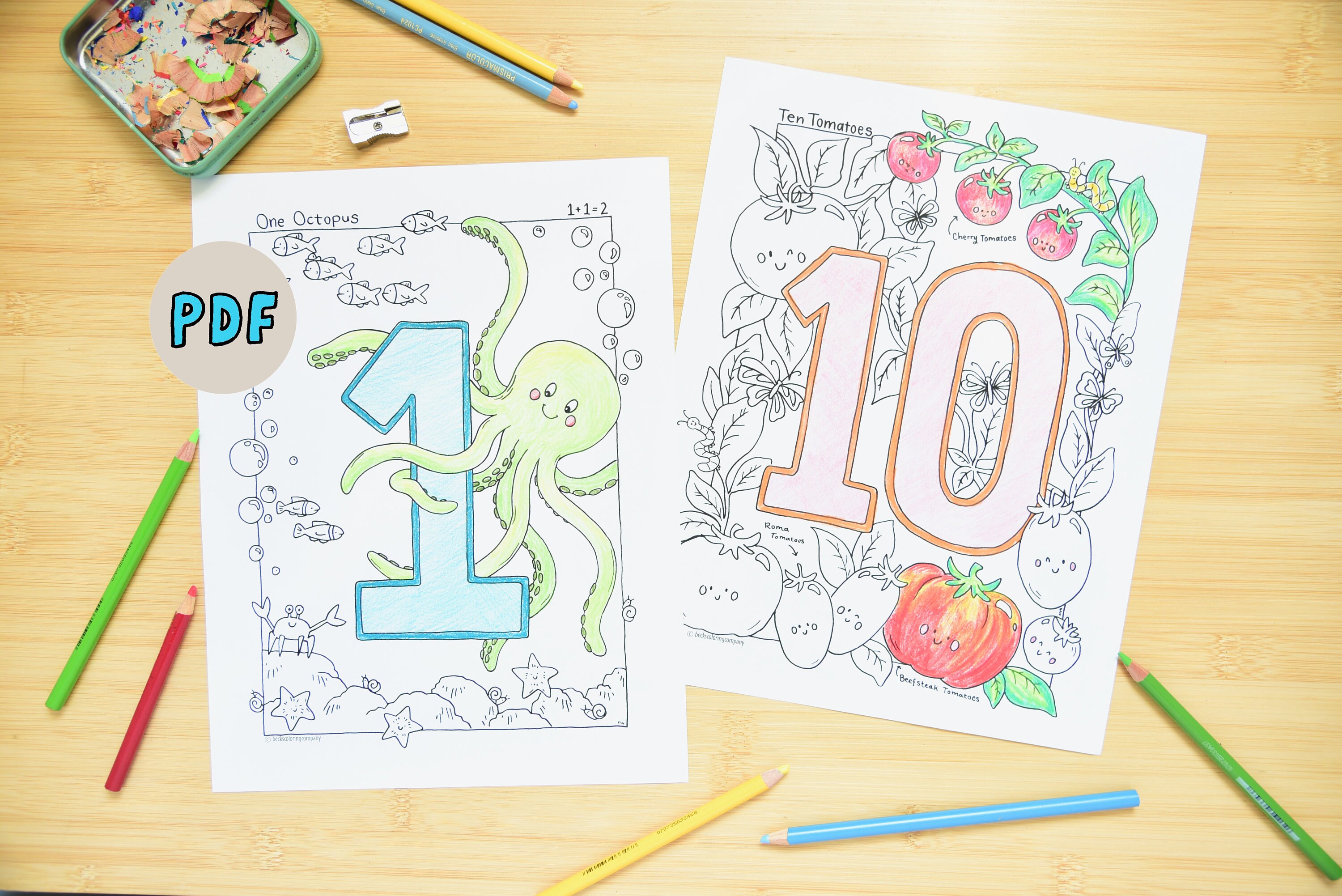 Number Coloring 10 Page Set - Printable Kids Coloring, Homeschool ...