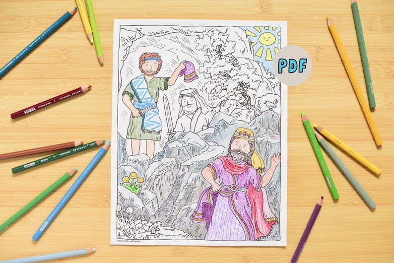 David & Saul Bible Story Coloring Pages | Kids Color Activity ...