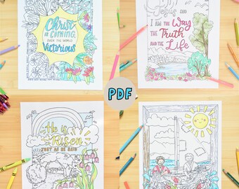 JESUS WORDS Teaching Coloring Page Set - Kids Activity - Homeschool, Printable PDF Sunday School, Teaching the Bible Material Coloring Page