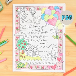 PDF Coloring Page - Choose JOY Coloring Page - Christian Homeschool School - Printable Sunday School VBS, Handdrawn Teaching Coloring Page