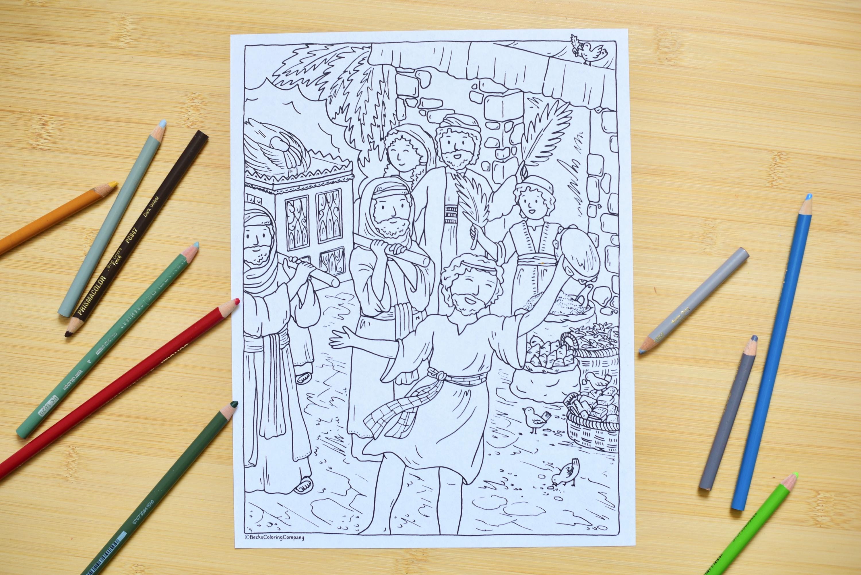 King David Dances Bible Story Coloring Pages | Kids Color Activity ...