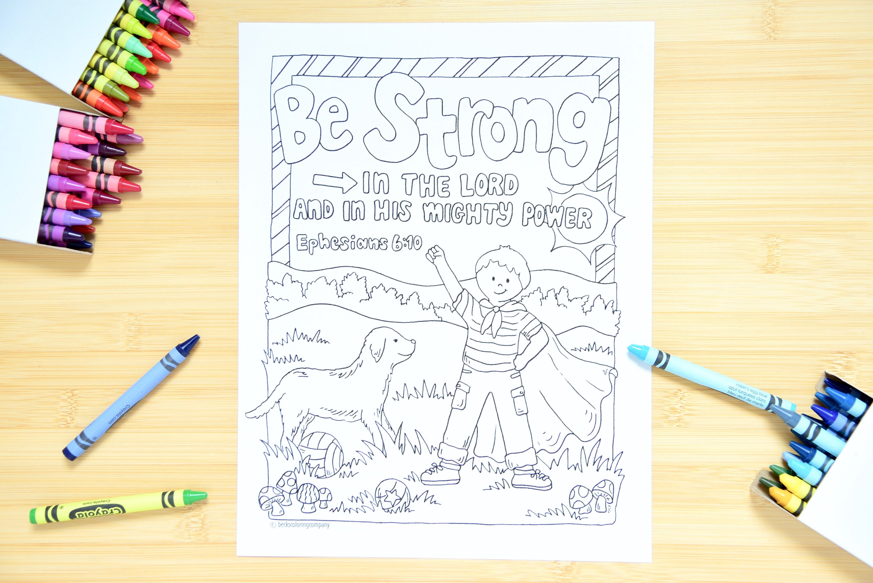 PDF Coloring Page - Be Strong Child Coloring Page, Christian Homeschool ...