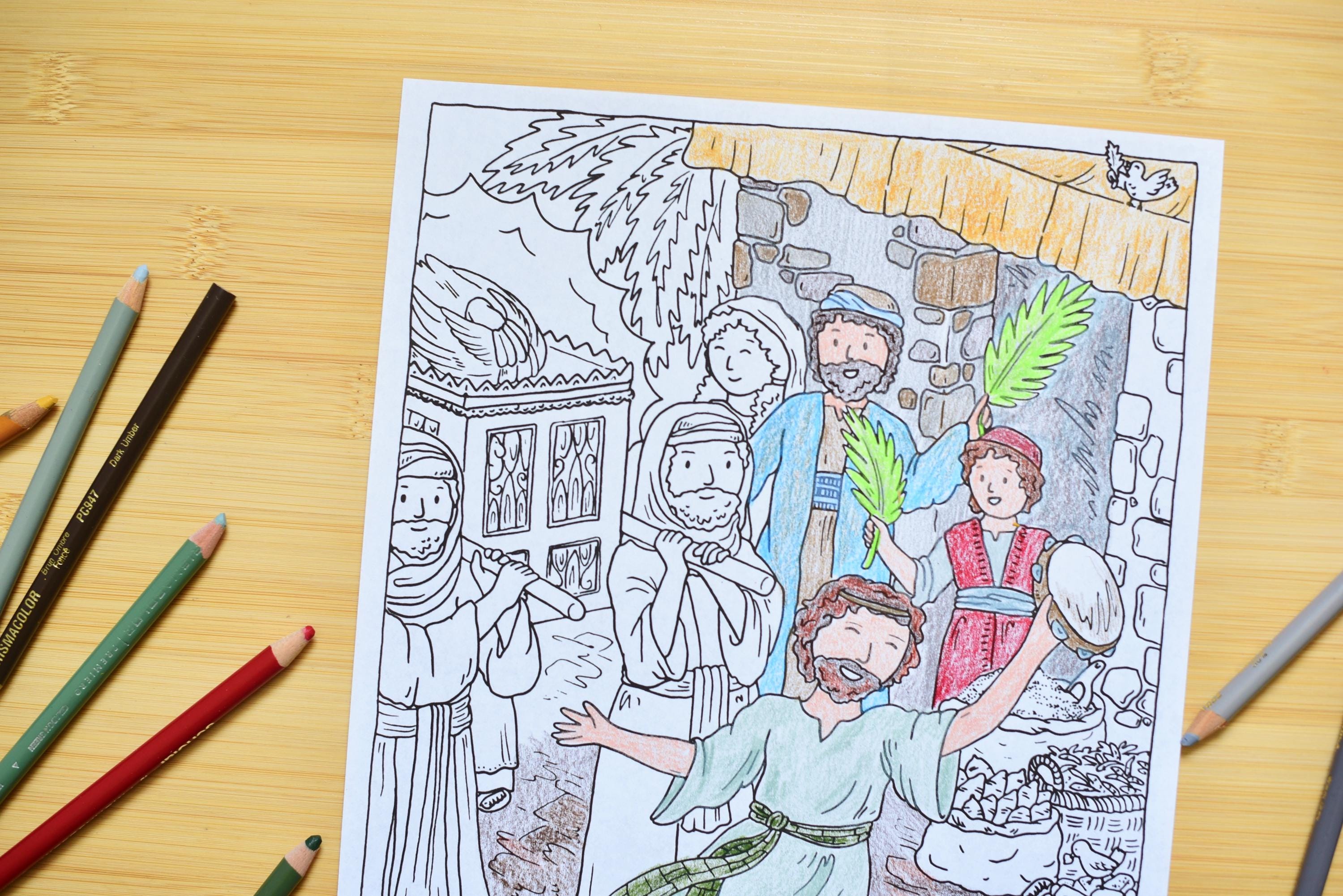 King David Dances Bible Story Coloring Pages | Kids Color Activity ...