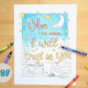 PDF Coloring Page - Trusting GOD Coloring Page - Christian Homeschool School Preschool Sunday School VBS -Handdrawn Teaching Coloring Page