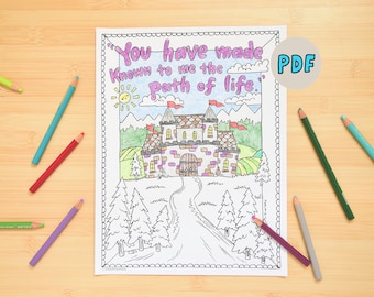 Página para colorear para niños - Página para colorear Camino de vida Actividad de la iglesia cristiana Bolsas de regalo para niños Escuela dominical VBS Página para colorear de enseñanza dibujada a mano