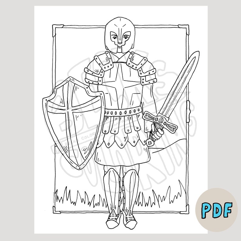 PDF Coloring Page Armor of God Coloring Page Christian - Etsy New Zealand