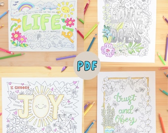 Conjunto VERDAD - Conjunto de páginas para colorear - Actividad VBS para niños - Escuela bíblica en el hogar, Escuela dominical en PDF imprimible, Enseñanza del material bíblico Página para colorear
