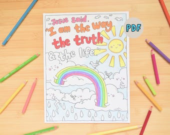 Jesus is LIFE Coloring Page - The Way The Truth & The Life Verse Coloring Page -Sunday School VBS - Kids Activity Teaching Coloring Page PDF