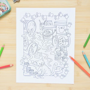 PDF Coloring Page Kitty Cat Coloring Page, Printable Sweet Treat Day