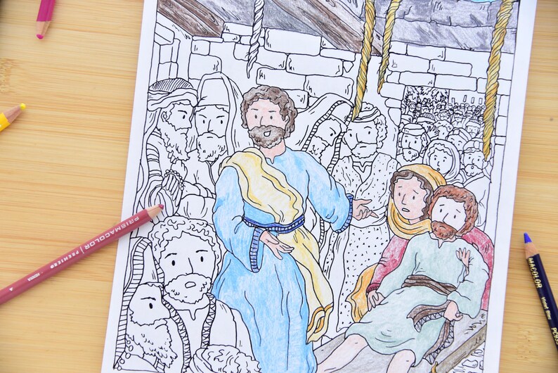 Jesus Heals Bible Story Coloring Page | Christian Printable | Sunday ...