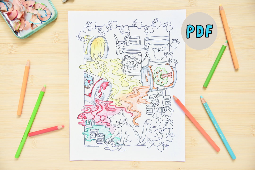 PDF Coloring Page Kitty Cat Coloring Page, Printable Sweet Treat Day
