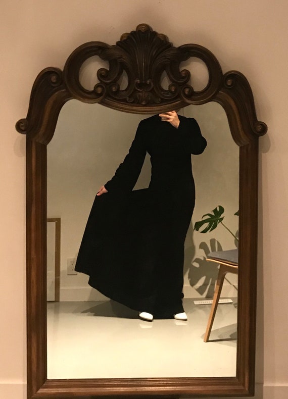 Vintage Papillon Black Long Velvet Dress, 1960s, H