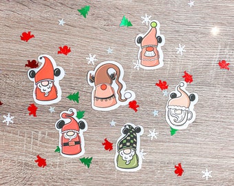 Christmas Gnome Pack / waterproof / cute stickers / Christmas stickers / gingerbread / Santa Claus / hot chocolate/ Mickey ears