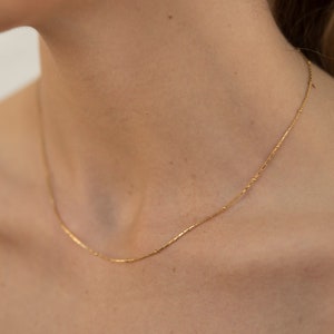 Beaded Gold Fine Necklace, 18K Gold Fine Necklace, Layering Necklace, Tarnish Free Jewellery